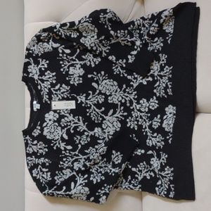 Sweater Black Sparkle Silver Croft & Barrow New with tags Floral 3X